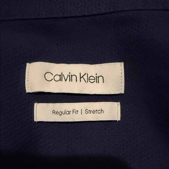 Calvin Klein Navy Blue Button Up Shirt (Regular Fit | Stretch) - Picture 3 of 5